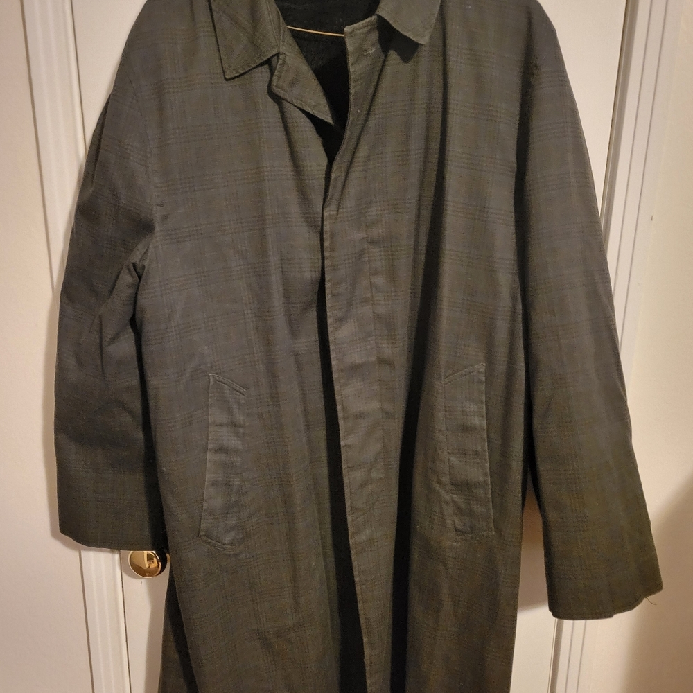 Vintage 1960s Plaid green trench coat Town craft
